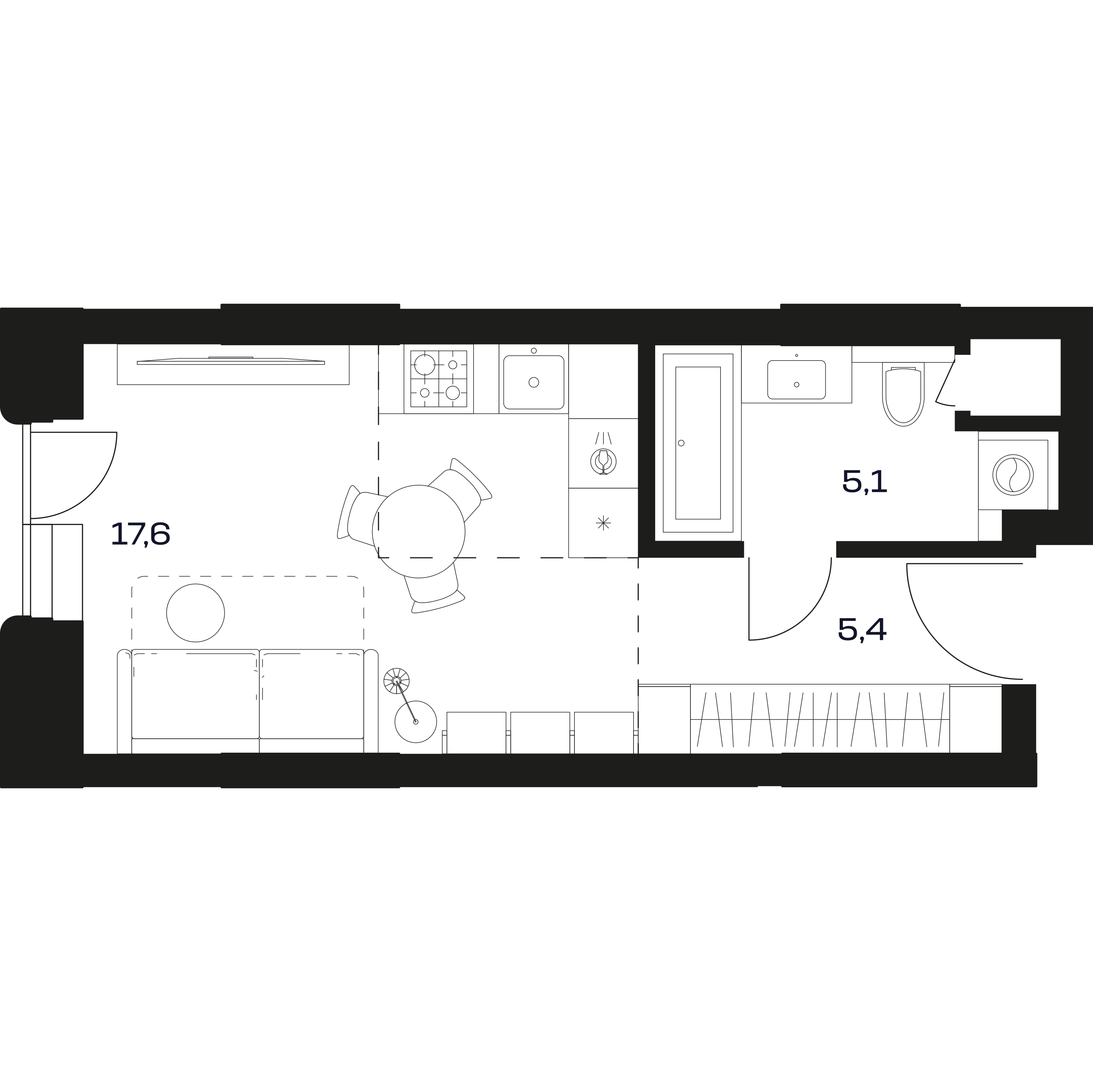 Планировка квартиры 1К 29.4 м²